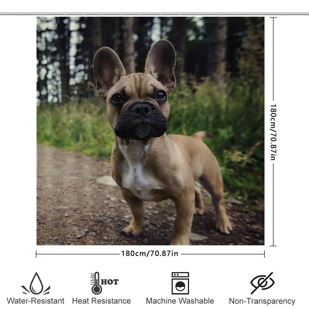 Adorable French Bulldog Shower Curtain High-Quality Fabric Print For Bathrooms Perfect Gift Idea