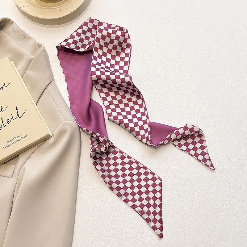 

New Luxury Narrow Woman s Silk Scarf Skinny Scarves Bag Handle Ribbon Kerchief Hairband Hair Strip Ribbon Small Lady Tie 8x110cm