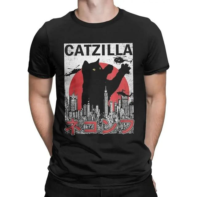 Camiseta Catzilla Black Cat Cityscape Helicopters Con Texto XXL