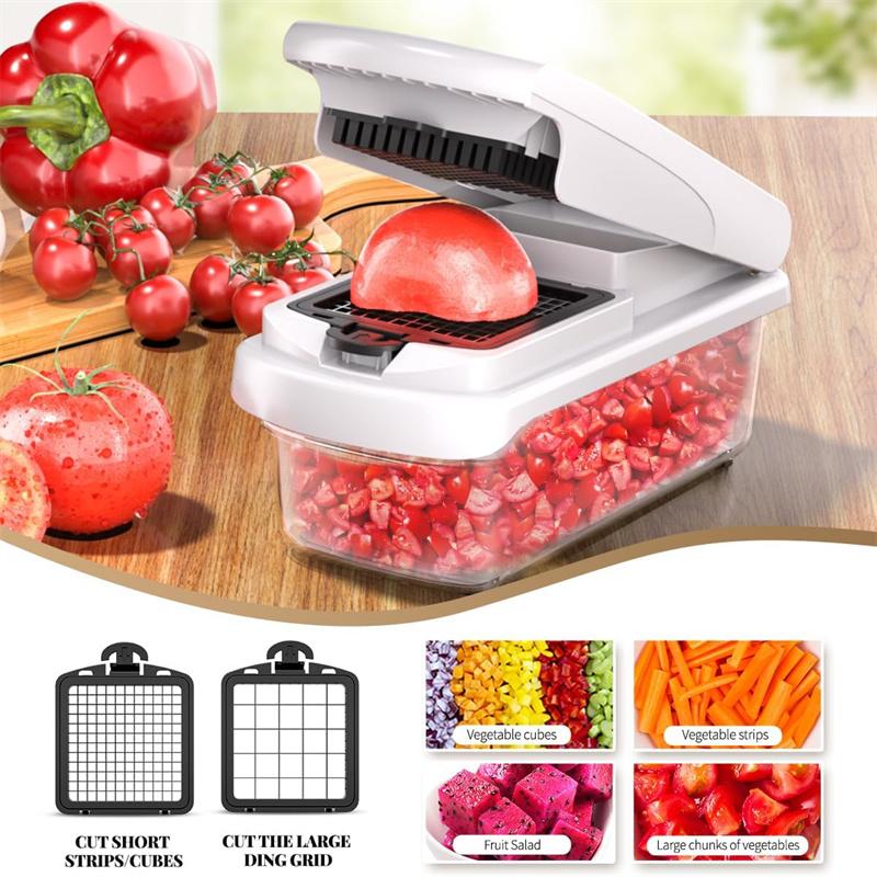 15 In 1 Multi-Functional Food Chopper With Container Vegetable Cutter Kitchen Vegetable Slicer, Grater, And Chopper