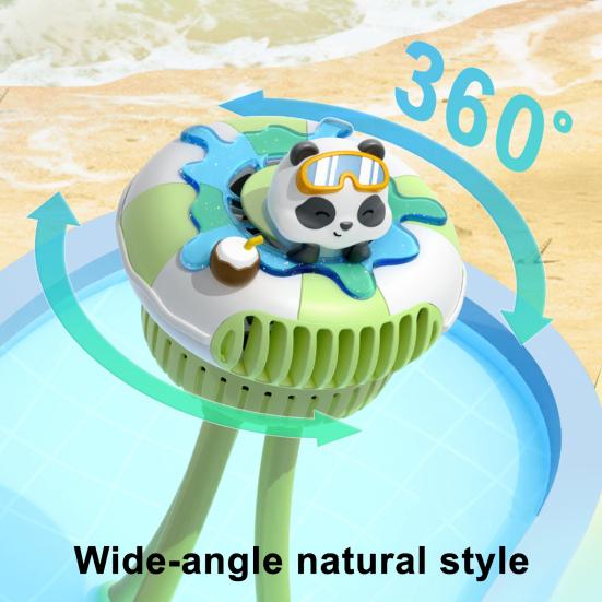 Stroller Fan Built-in Large Battery USB Fast Charging 5 Wind Speeds Cartoon Animal Swim Ring Design Portable Cooling Fan
