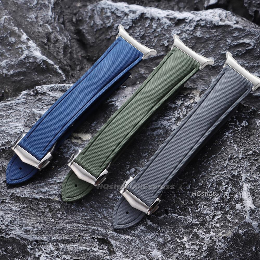 FKM Rubber Watch Strap for Samsung Galaxy Watch Ultra 47mm Bracelet for Galaxy Watch 7 47mm No Gap Wrist Band for Women Men Band