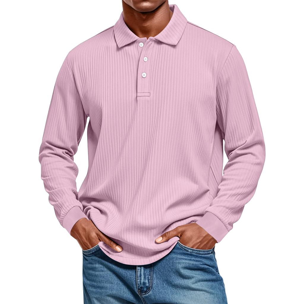 Men's Casual Style Solid Color Loose  Shirt Long-sleeved Top