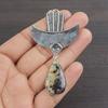 Natural Edulite Gemstone 925 Sterling Silver Jewelry Designer Pendant 3.11" AJP-2104