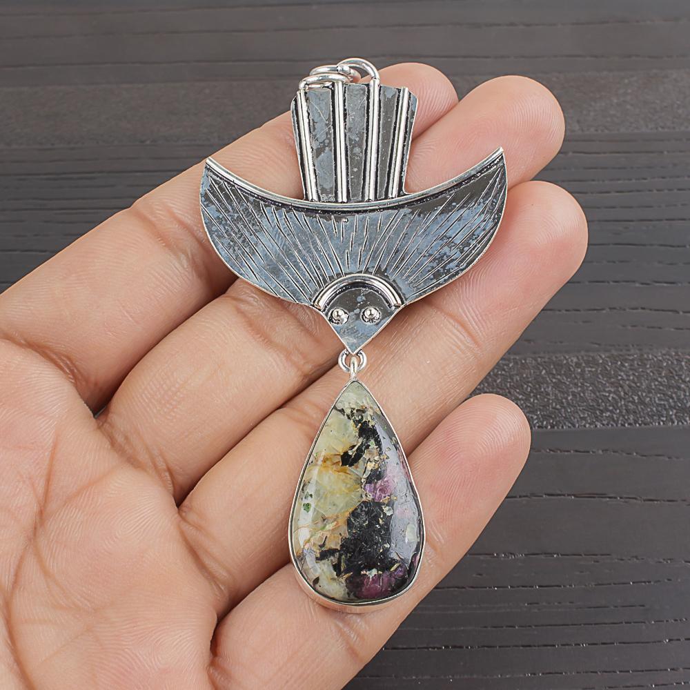 Natural Edulite Gemstone 925 Sterling Silver Jewelry Designer Pendant 3.11  AJP-2104