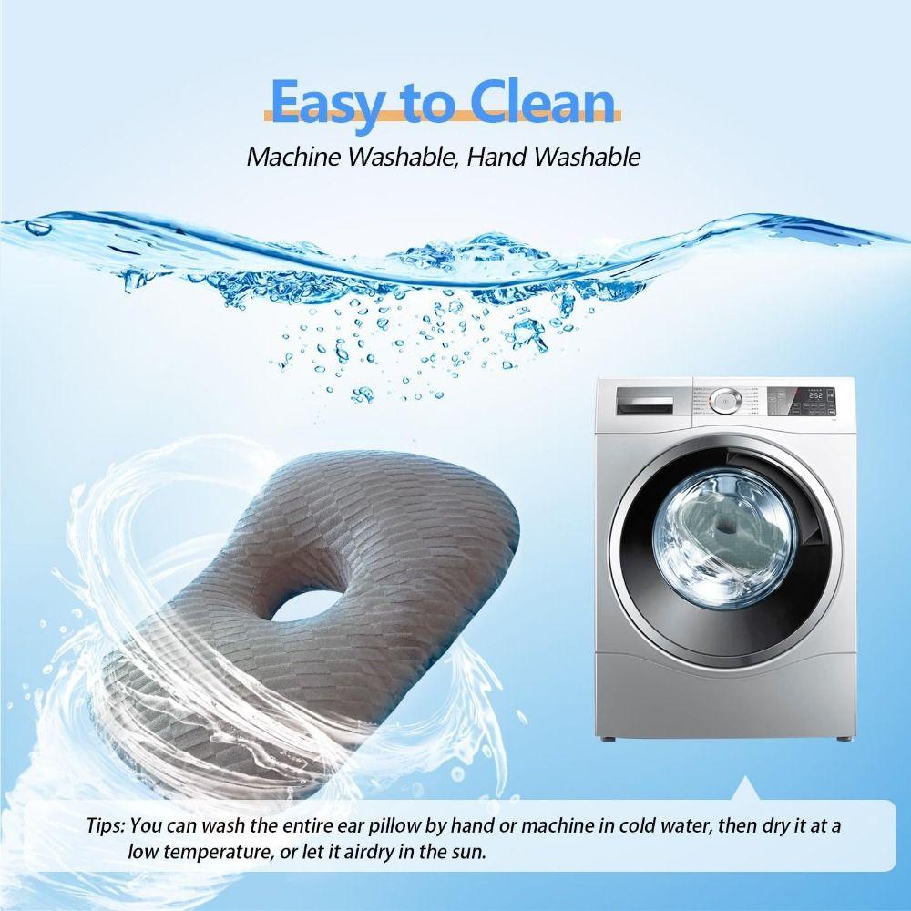 Ergonomic Curved Side Sleeping Pillow Cotton Filling Pillow with Ear Hole  for Ear Pain Relief