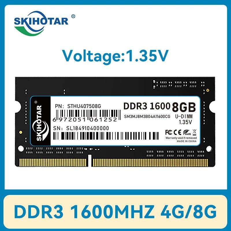 

SKIHOTAR DDR3 SoDimm RAM Модуль пам яті для ноутбуків DDR3 4GB 8GB 1333MHZ 1600MHZ PC4 Memoria RAMS DDR3 4GB 1600