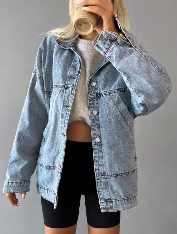 Женская джинсовая куртка Весна/Лето 2026 - Европейский и Американский Стиль Small светло-синий