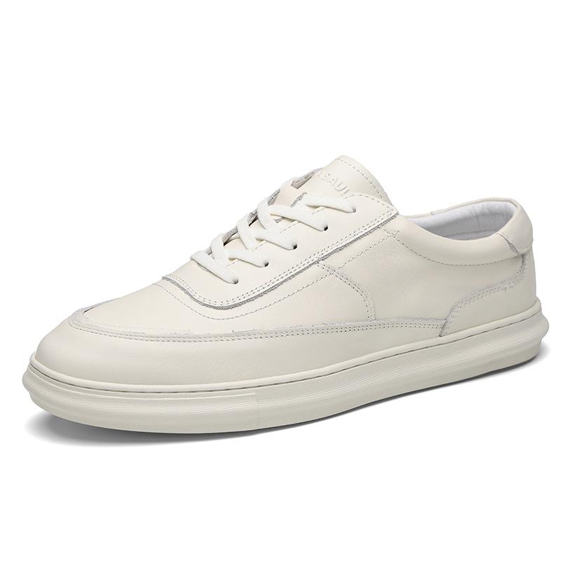 

2025 новые летние туфли из первого слоя коровьей кожи, маленькие белые туфли, мужские кожаные дышащие японские простые повседневные кеды на мягкой подошве 44