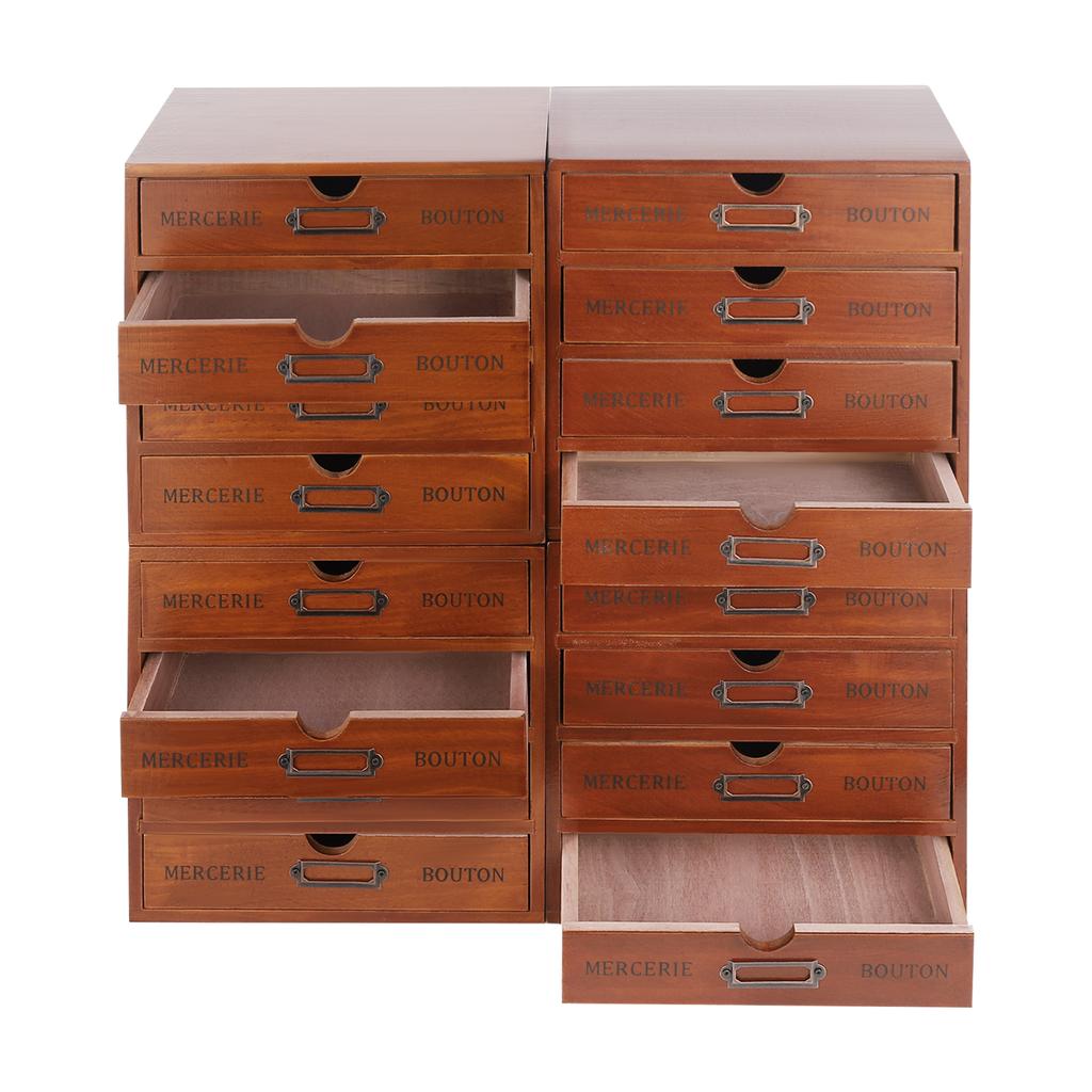 Vintage Schubladen Holz Schreibtisch-Organizer 16 Schubladen Geschenk-Organizer Ständer Braun für Geschäft Kosmetik, Akten, Bücher, Briefe, Zeitschriften