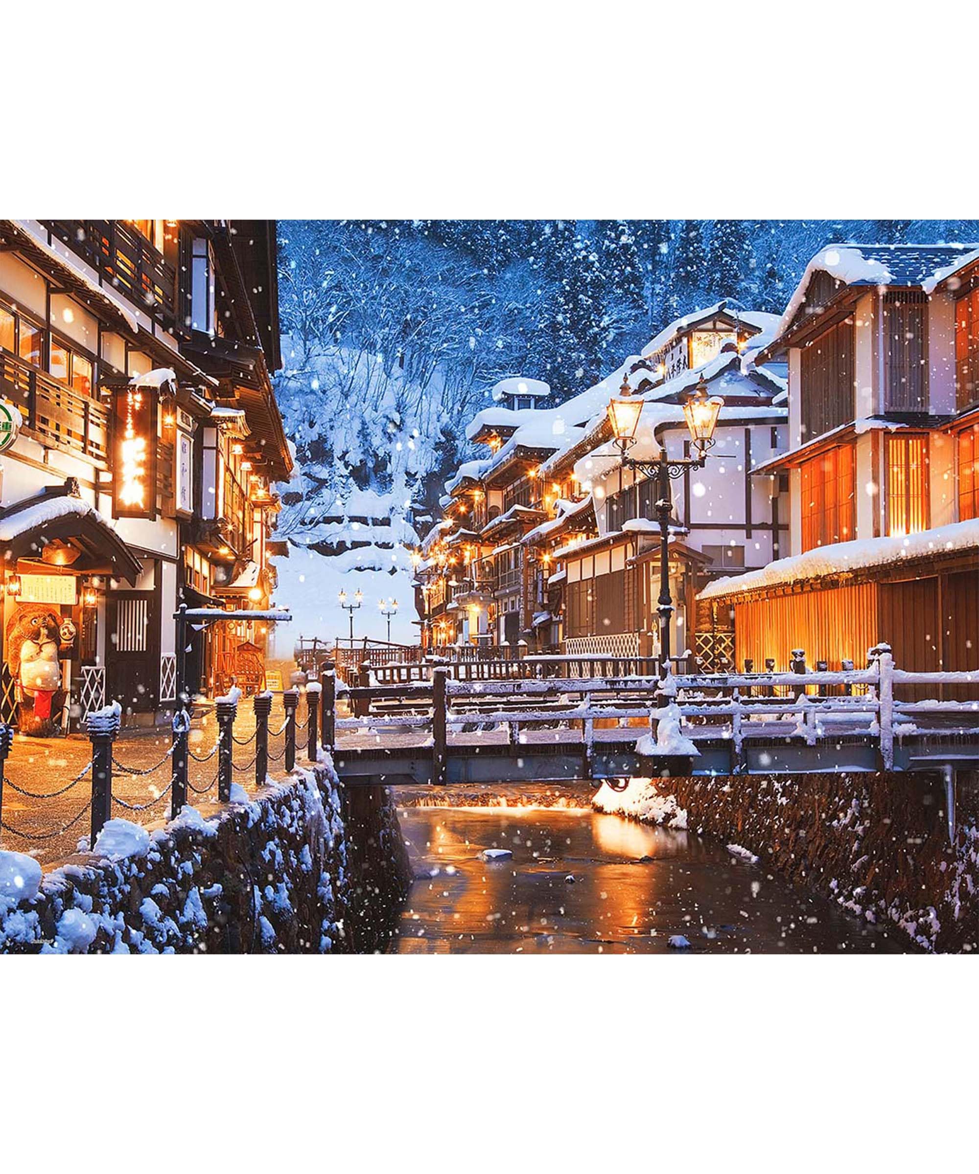PieceRelax Plastic Jigsaw Puzzle PieceClicks Ginzan Hot Spring Town challenging no clicks into PieceClicks 1000-piece [Snow-lit (Japan)] (48x64cm)