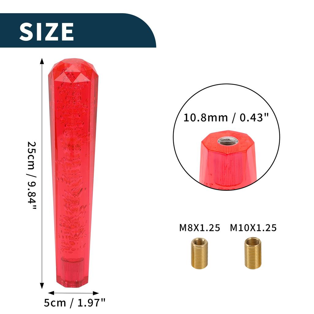 TUCKBOLD Car Shift Front Shift Lever 1 with 2 Adapters Knob, Knob, 25cm, Red, Set, Acrylic,