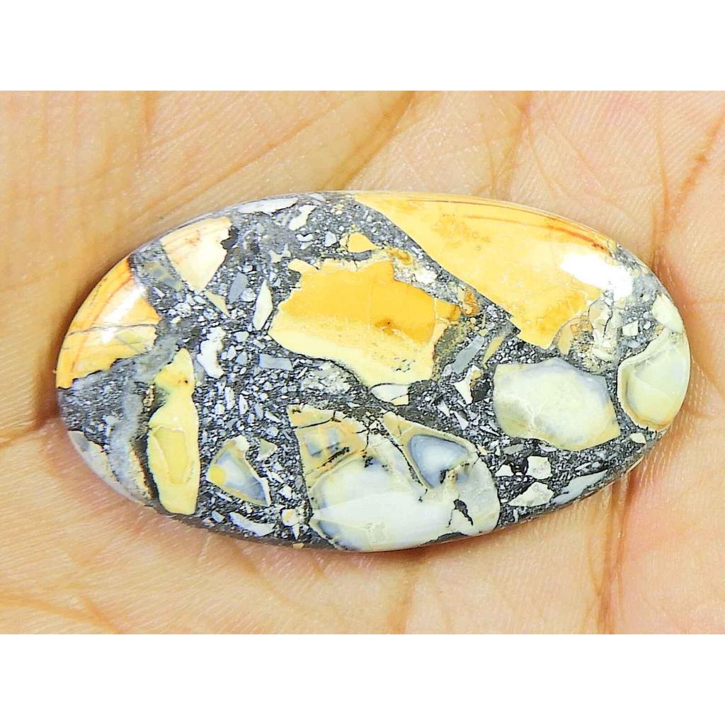44Cts. Natural Maligano Jasper Oval cabochon Palm Crytsal Gemstone 22X37MM SK-2663