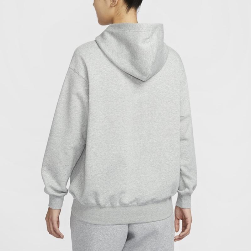 Nike Comfortable Fleece Loose Warm Hooded Pullover Long Sleeve Sweatshirt Women sweatshirt Gray HV1745-063