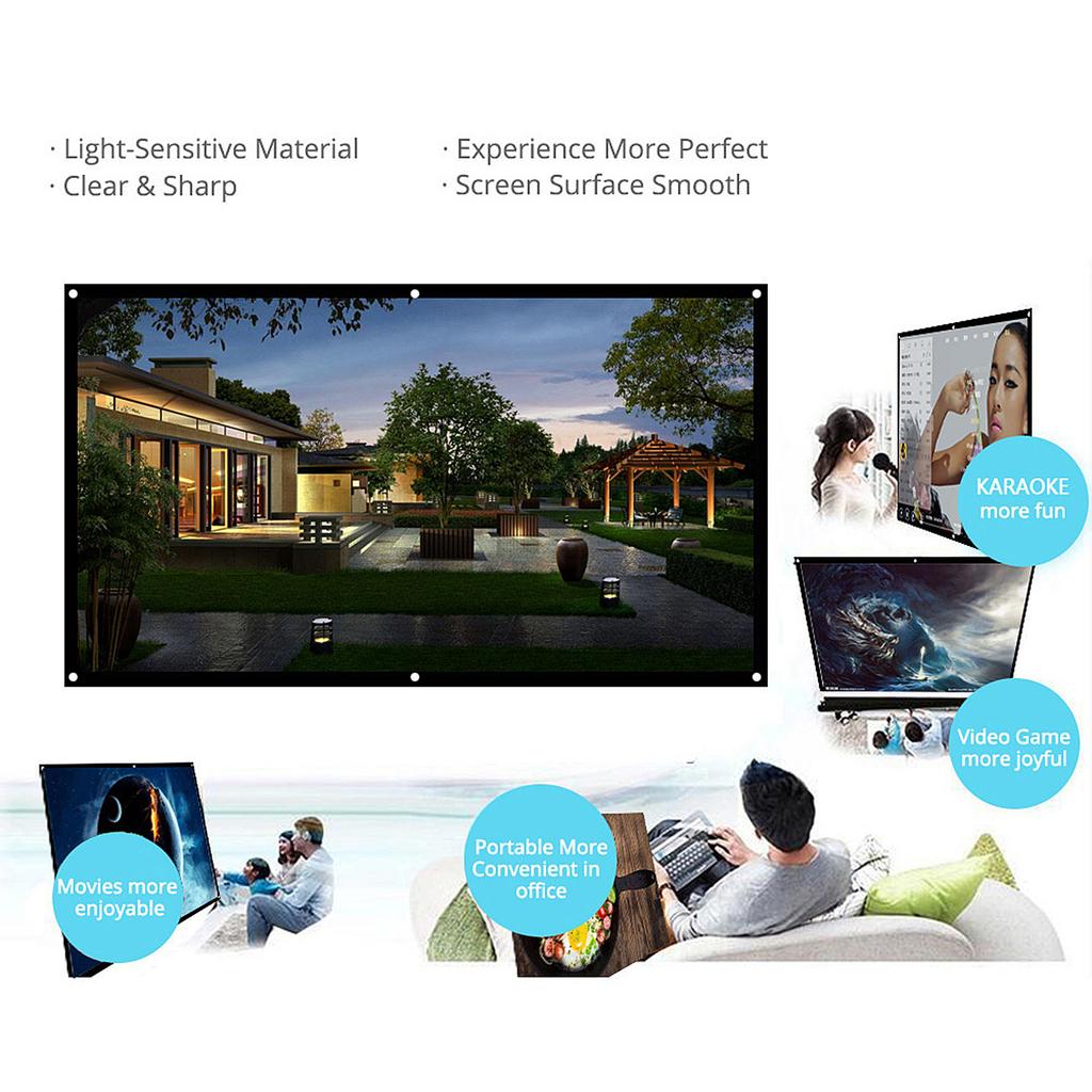 84in Portable Projector Screen HD 16:9 White   Indoor Outdoor Movie Screen for Home Thter Conference Room Projection