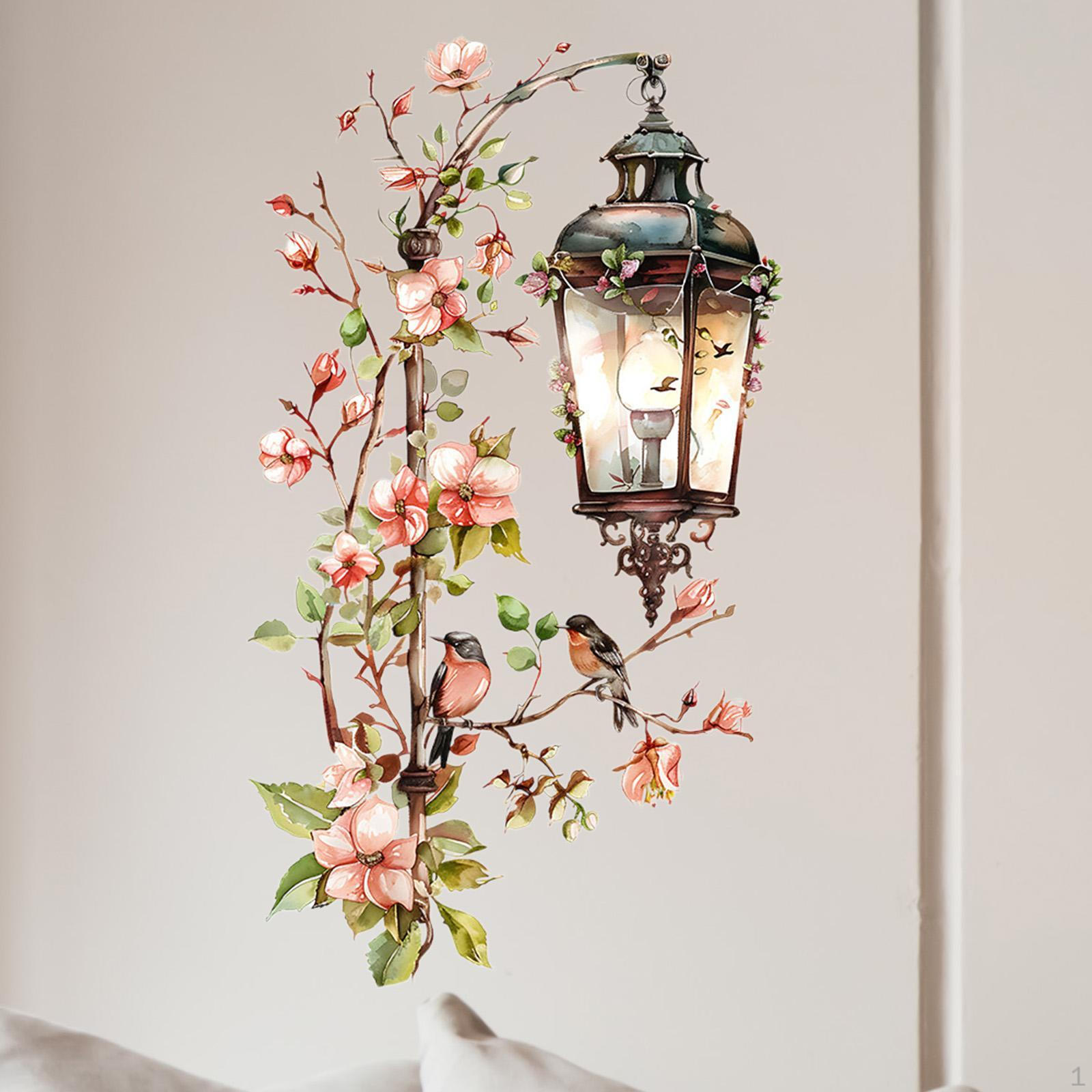 

Наклейка на стену «Цветочная лоза», Настенный декор Креативная декоративная наклейка с цветами и лампой для фона телевизора