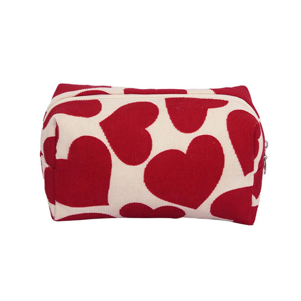 

Женская косметичка большой вместимости с принтом в виде сердечек, на шнурке, органайзер для косметики, дорожная сумка для хранения туалетных принадлежностей