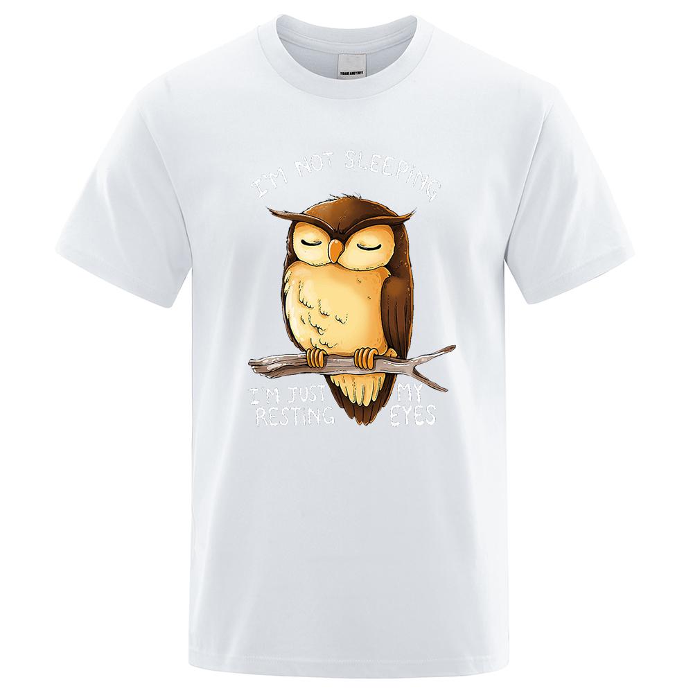 I'M Just Resting My Eyes Owl Cartoons Print Mens Street Clothing Breathable Oversized T-Shirts Brand Tops Cotton