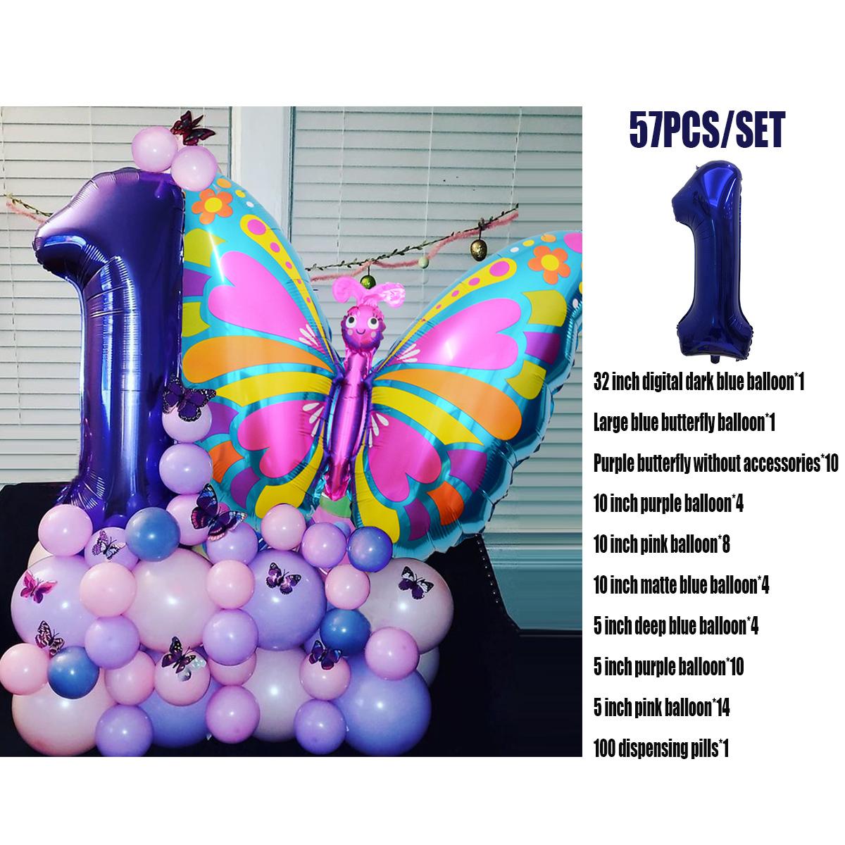 

Фиолетовая бабочка, 32 дюйма, набор воздушных шаров с цифрами, большой красочный воздушный шар из фольги с бабочкой, детский душ, день рождения, вечеринка, Рождественский декор Number 1