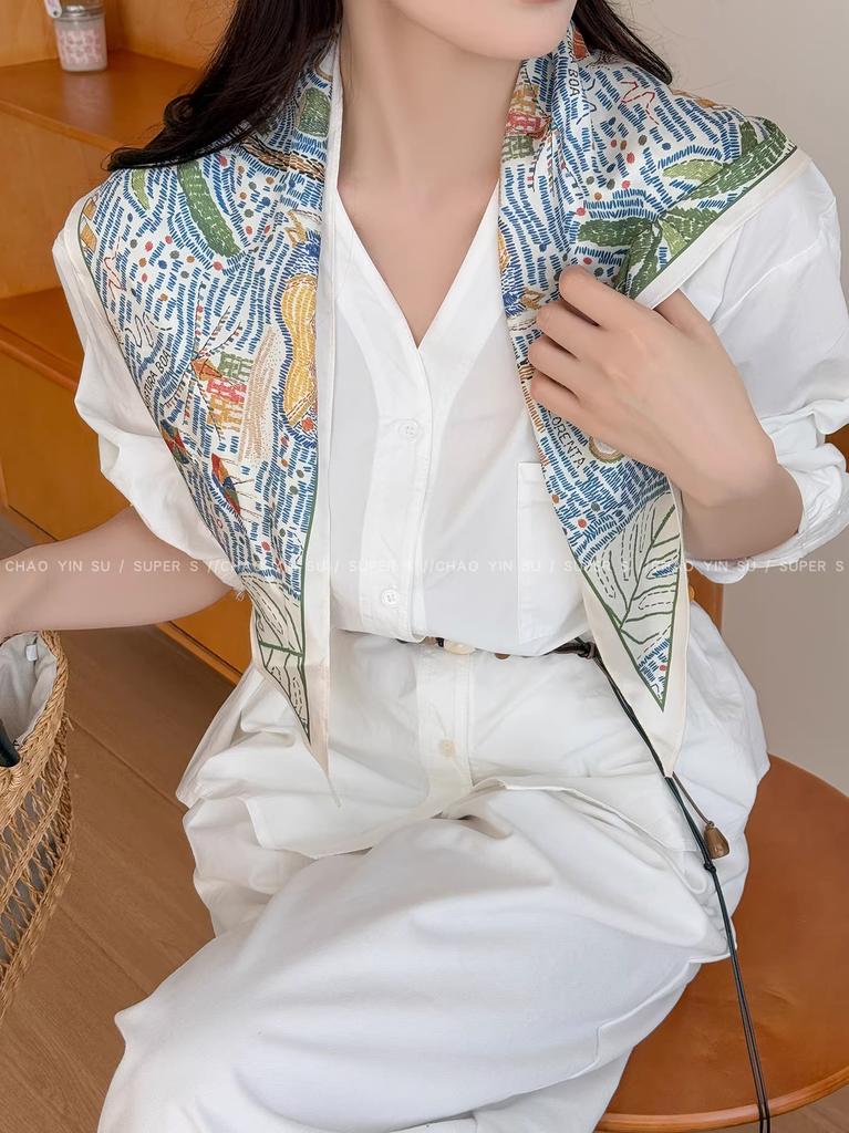 Leopard Print Silk Scarf Cotton Silk Scarf Triangle Scarf With Shirt Tie Neck Scarf High-End Shawl Triangle Scarf Belt Women