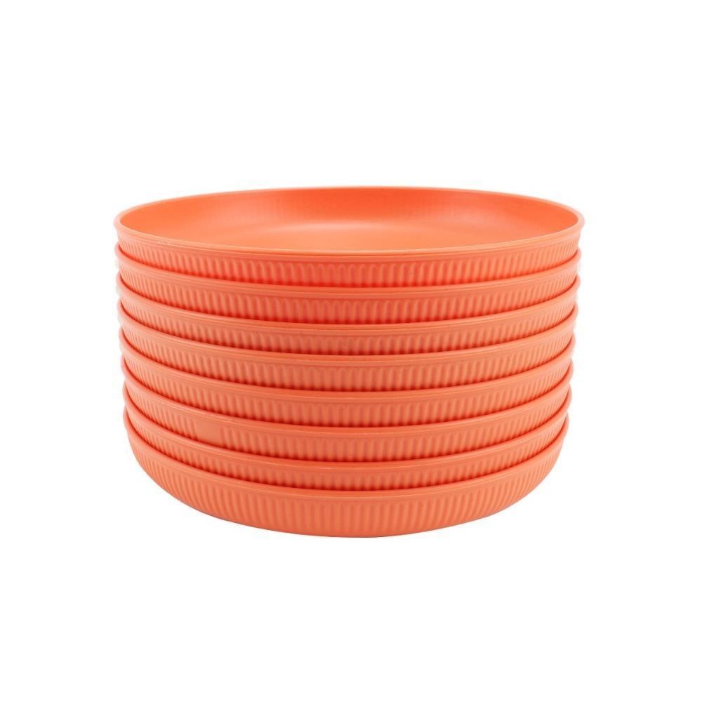 8PCS Striped Pattern Camping Plate Unbreakable Fruit Plate Plastic Dinner Plates  Picnic оранжевый