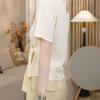 Plus Size European Style Tie-Up Short Sleeve T-Shirt for Women - Summer 2025 Loose Slimming Fashion Top for Full-Figured Women