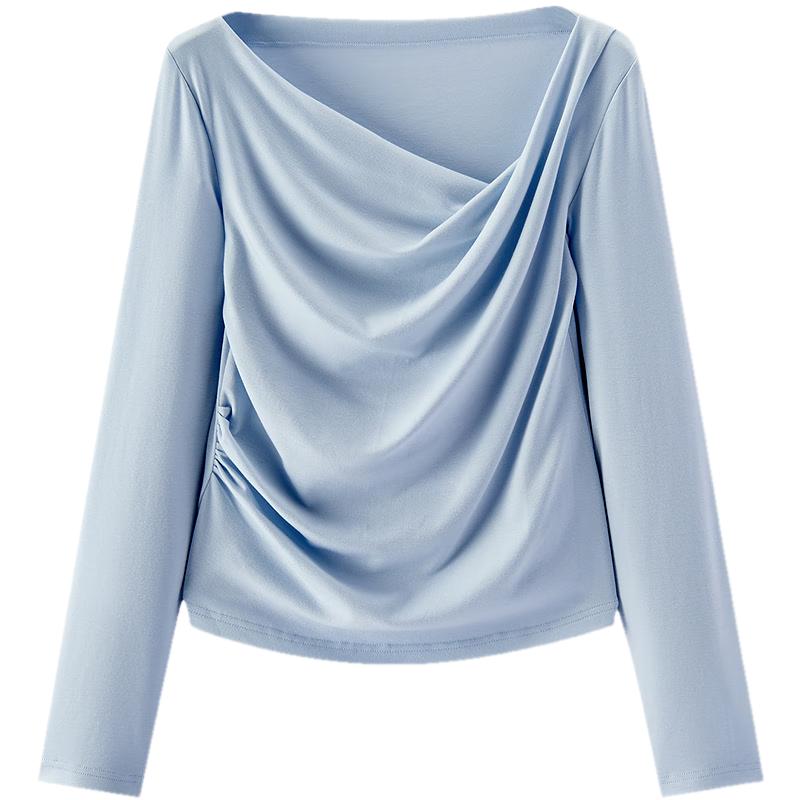 Semir Women's Asymmetrical Cowl Neck Off-Shoulder Slim Fit T-shirt