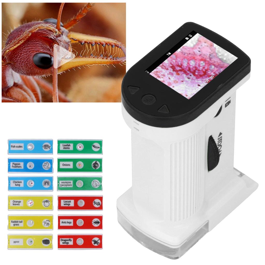 Kids Handheld Microscope with LED Light Brightness Video Shooting Lighted Microscope with 32GB Small Memory Card