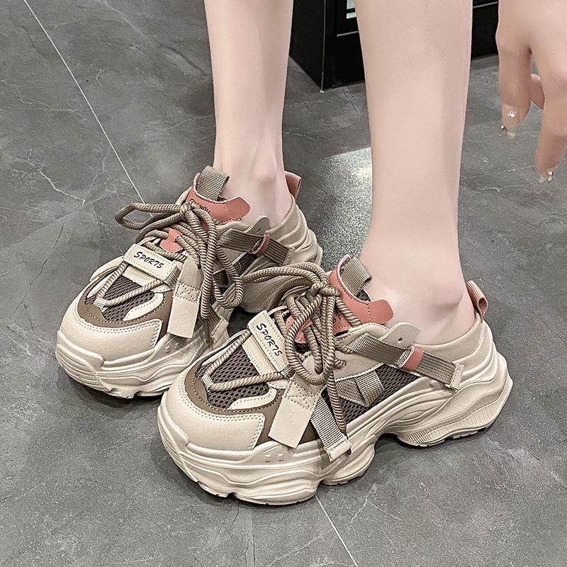 

Mesh dad shoes bag head half slippers women s 2025 new thick-soled lazy one-pedal mesh casual shoes children 35