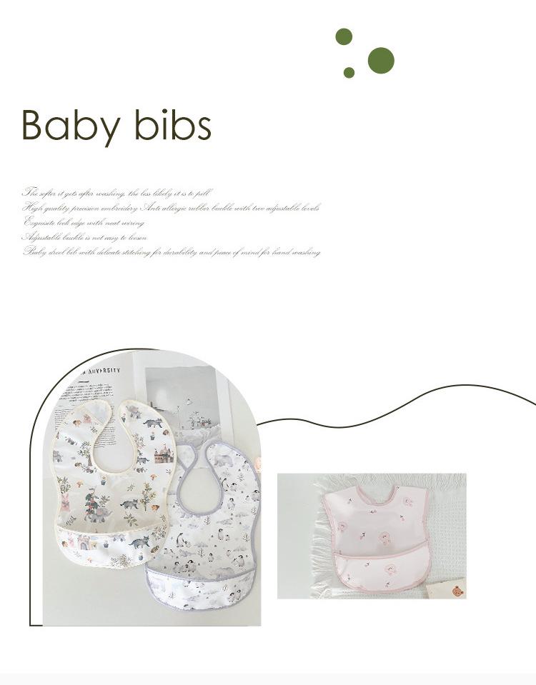 Waterproof Cotton Baby Apron: Stain-Resistant PU Reversible Bib with Pocket for Toddlers and Infants.