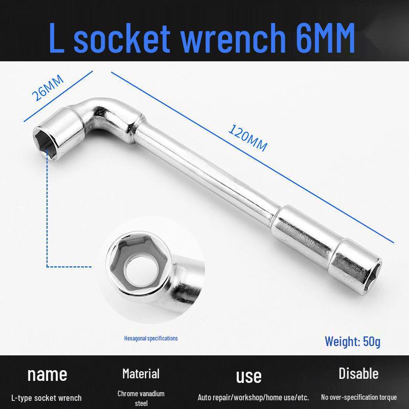 L-Shaped Hex Socket Wrench Set with Double-Ended Elbow and Perforated Pipe Wrench.
