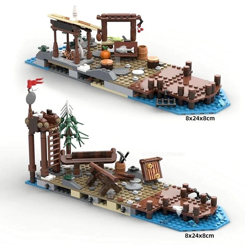 MOC Vikinged House Village Farm Ship Model Building Blocks Set Medieval Military Architecture Aldult Ideas Set Bricks Toy Gifts