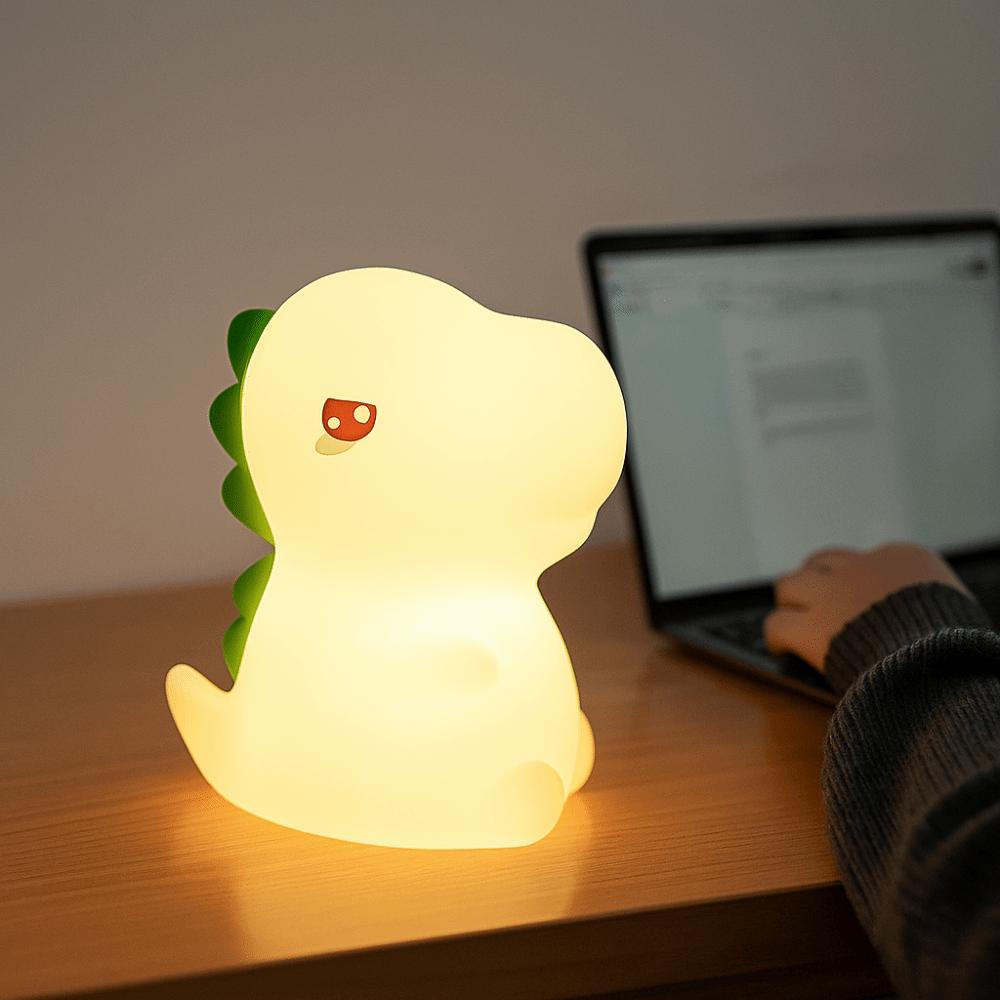 Dinosaur Shape Silicone Night Light Cartoon USB Charging LED Night Lamp Soft Rechargeable Touch Sensor Lamp Sleep Accompanying