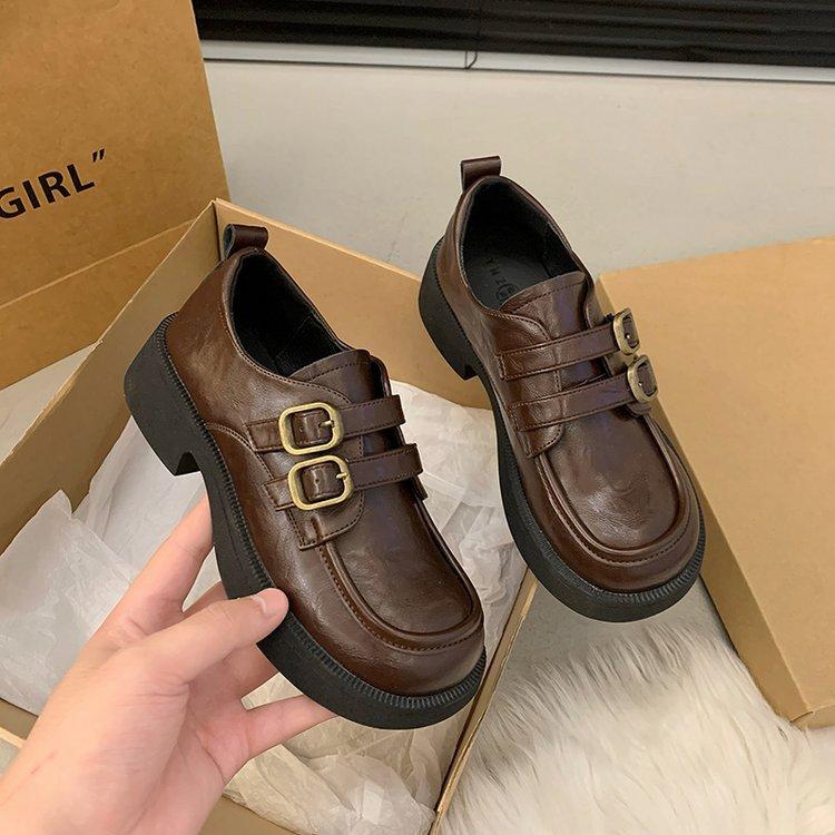 

British style small leather shoes women s spring and autumn 2025 new low-heeled single shoes platform-soled casual Mary Jane soft-soled loafers 40