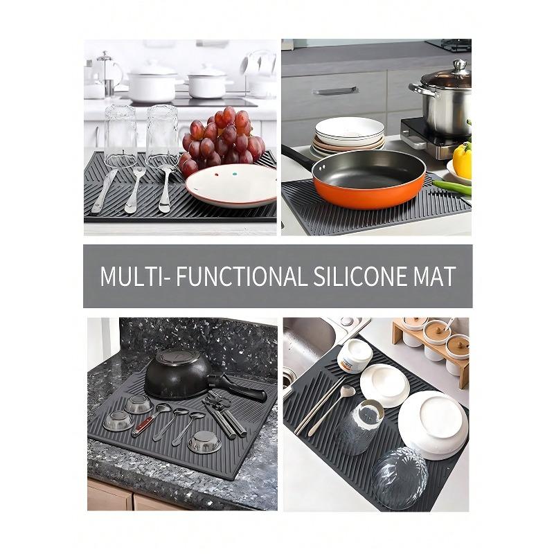 1pc Silicone Dish Drying Mat,Kitchen Utensil Drainage Mat Silicone Drain Pad For Kitchenwares And Tablewares