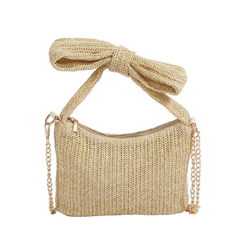 

Women Bow Purse Summer Straw Woven Clutch Bag Luxury Design Handbags Purses Vacation Beach Tote Formal Party Wedding 2024 New