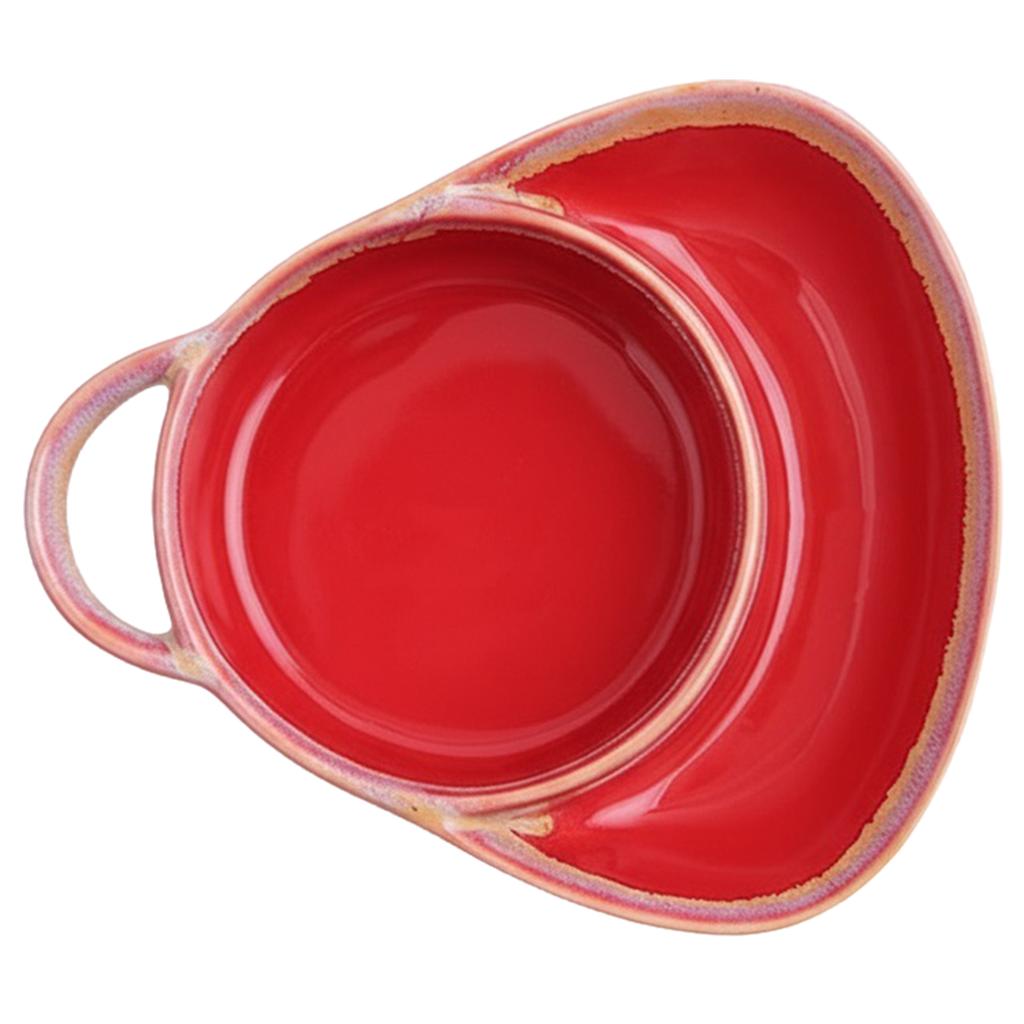 Soup and Sandwich Plate with Handle Combo Ceramic Soup Easy To Clean Soggy Cereal Bowls for Dessert Fruit Salad