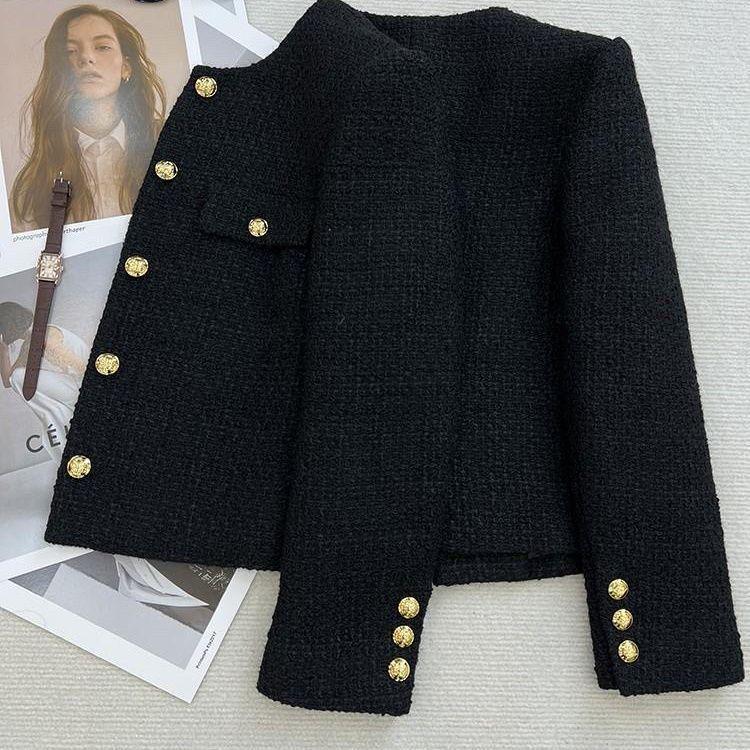 High-End Coco Style Round Neck Tweed Jacket for Women