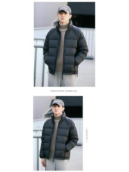 Men's 2025 Black Stand Collar Lightweight White Duck Down Jacket - Youth Thickened Short Outerwear