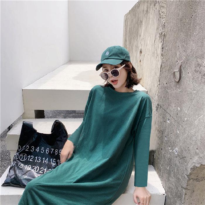 YYFS Women's Fashion Fall Winter Long Sleeve O-Neck Loose Waistline Casual Dresses