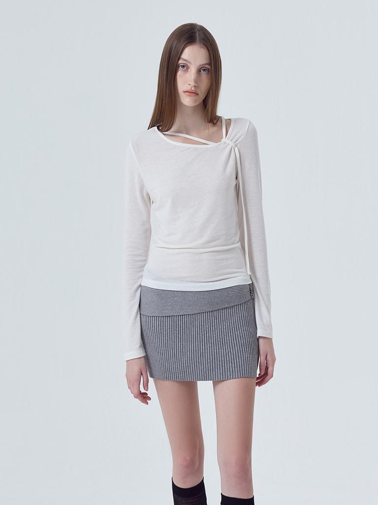 ETMON Strap Shirring T-Shirt Ivory