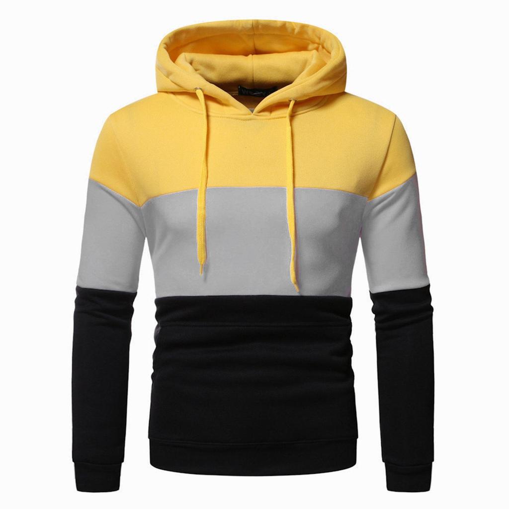 Herren Winterfleece-Kapuzenpullover: Grenzüberschreitende Color-Block Casual Sweatshirtjacke