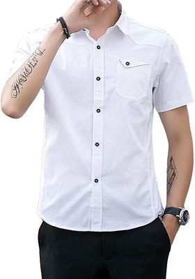 Summer Short Sleeve and Cool White Size 2XL [foveitaa] Men's Shirt, Moisture-Wicking, Quick-Drying, Sweat-Stain Resistant, Casual, Simple, Stylish,