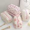 Girls Quilted Cosmetic Bag Makeup Floral Soft Pencil Brush Organizer Case Zippered Cosmetic Pouch for Women