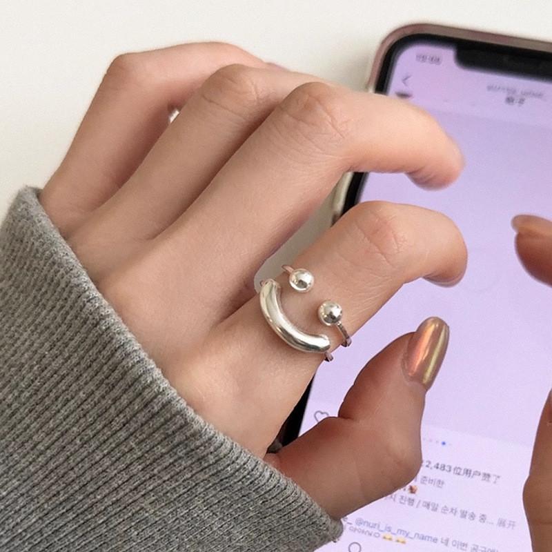 Korean Trendy Style Smiley Face Ring For Women Adjustable Fashionable Accessory Copper