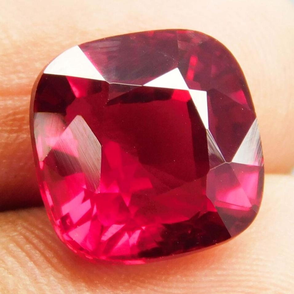 Natural Red Ruby Loose Gemstone Square Cushion Shape 10 Ct for Jewelry Making and Gem Collections