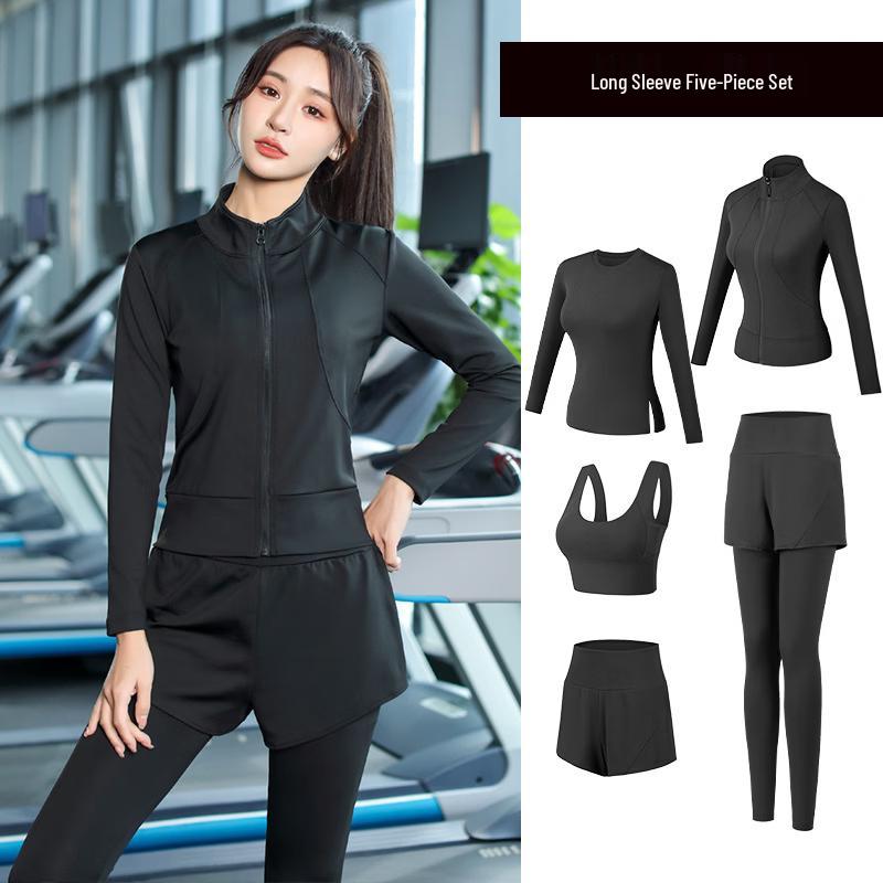 OEING Women's Long Sleeve Yoga & Fitness 5-Piece Set