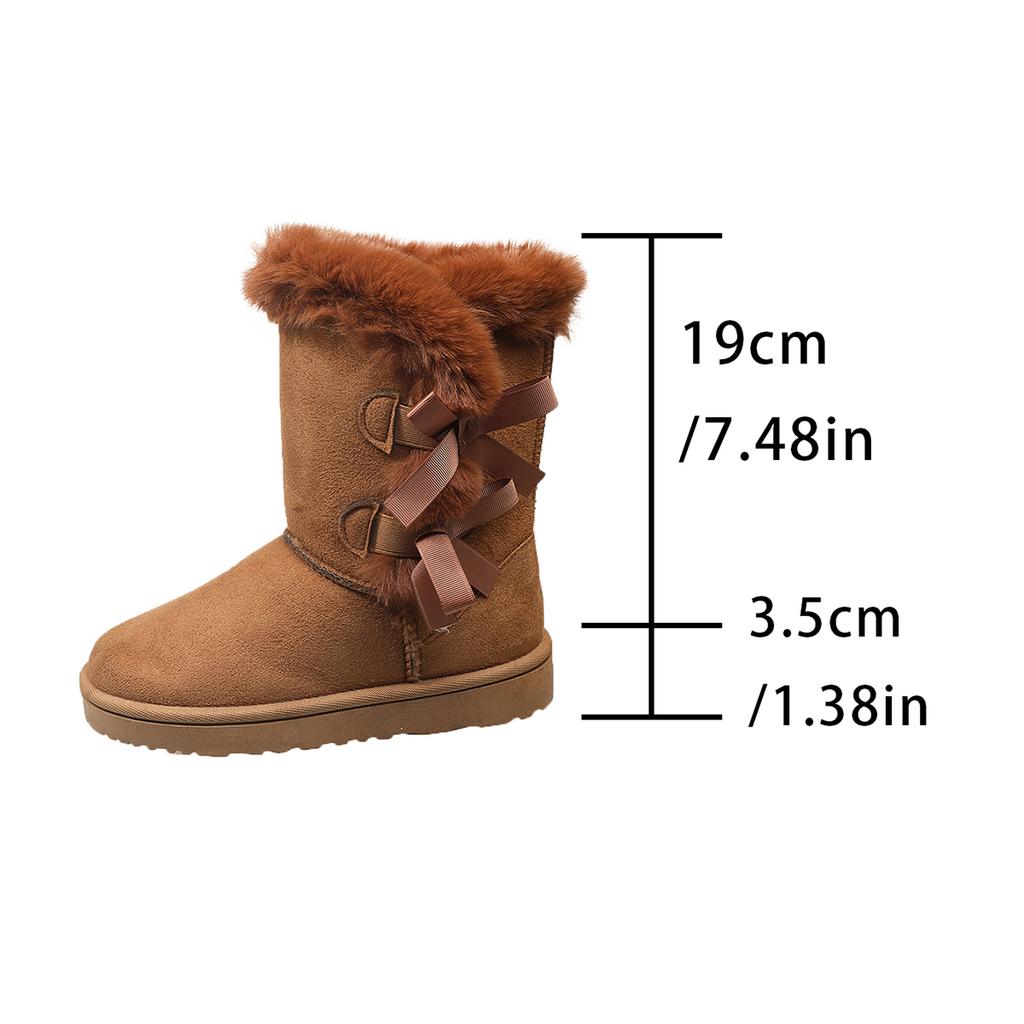 Fashion Winter Mid-calf Boots Thick Plush Thick Sole Non-slip Fashion Solid Color Women Boots Classic Retro Long Boots Size 37-42