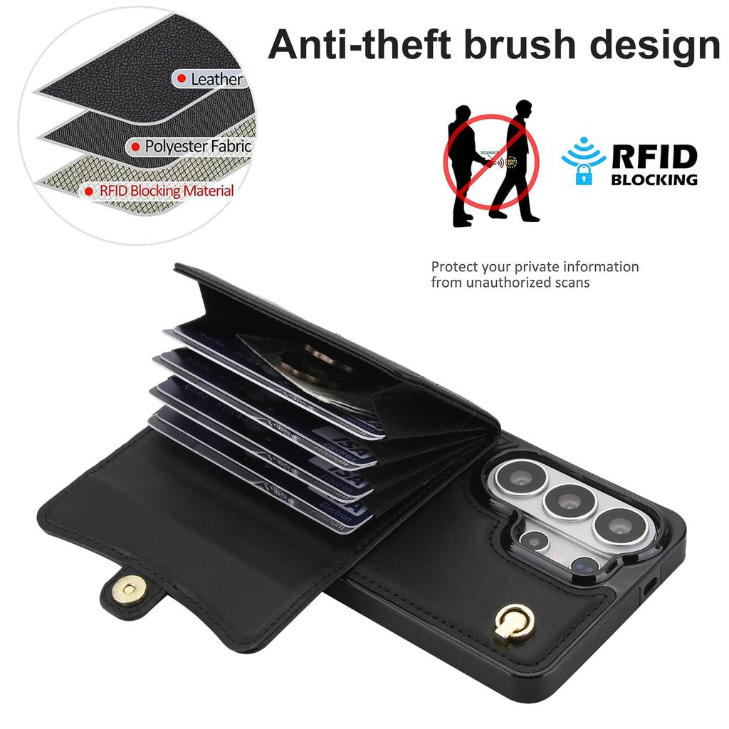 For Samsung Galaxy S26 Ultra S26 Plus S26 Wallet Case PU Leather Flip Cover Card Holder Kickstand Long Lanyard Shockproof Case