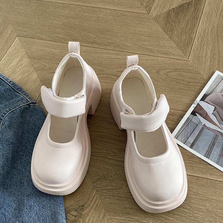French retro platform Mary Jane small leather shoes women's 2025 new summer versatile skirt thick heel light mouth single shoes